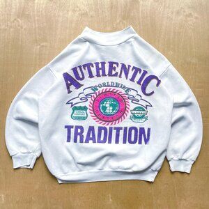 Vintage 90s Metro White Graphic Sweatshirt / Youth Size 10/12 / Made in Canada